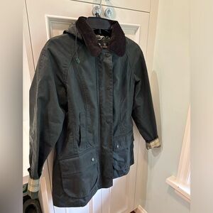 Barbour Beadnell in Sage with Matching Hood Size US4 / UK8